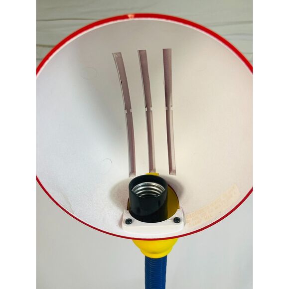 Vtg 1980s Postmodern Memphis Style Tricolor Plastic Desk Lamp Gooseneck - Picture 9 of 12